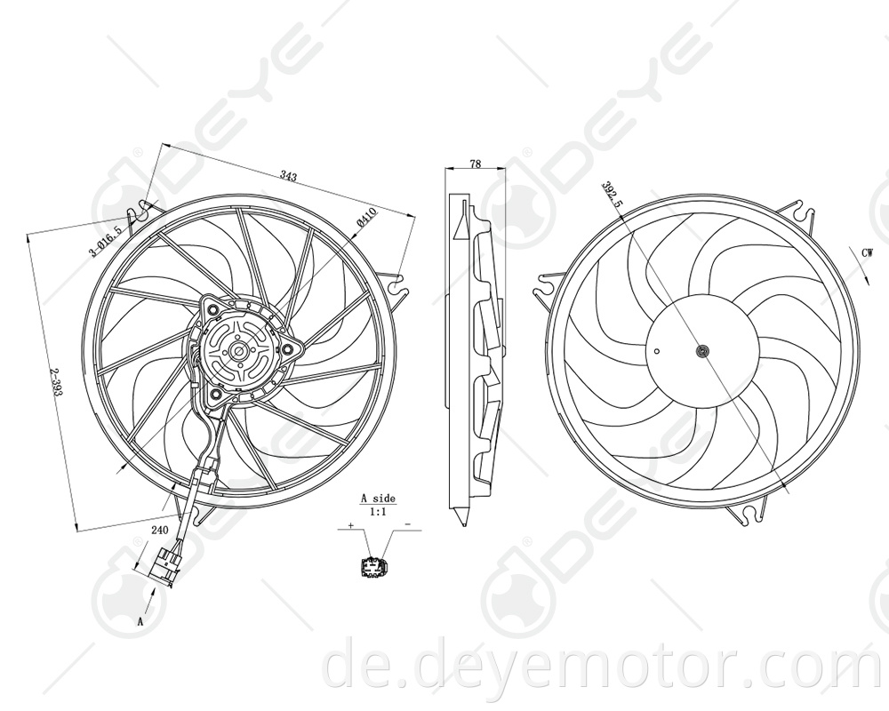 1253.C5 Auto Kühlerlüfter 12V DC für PEUGEOT206